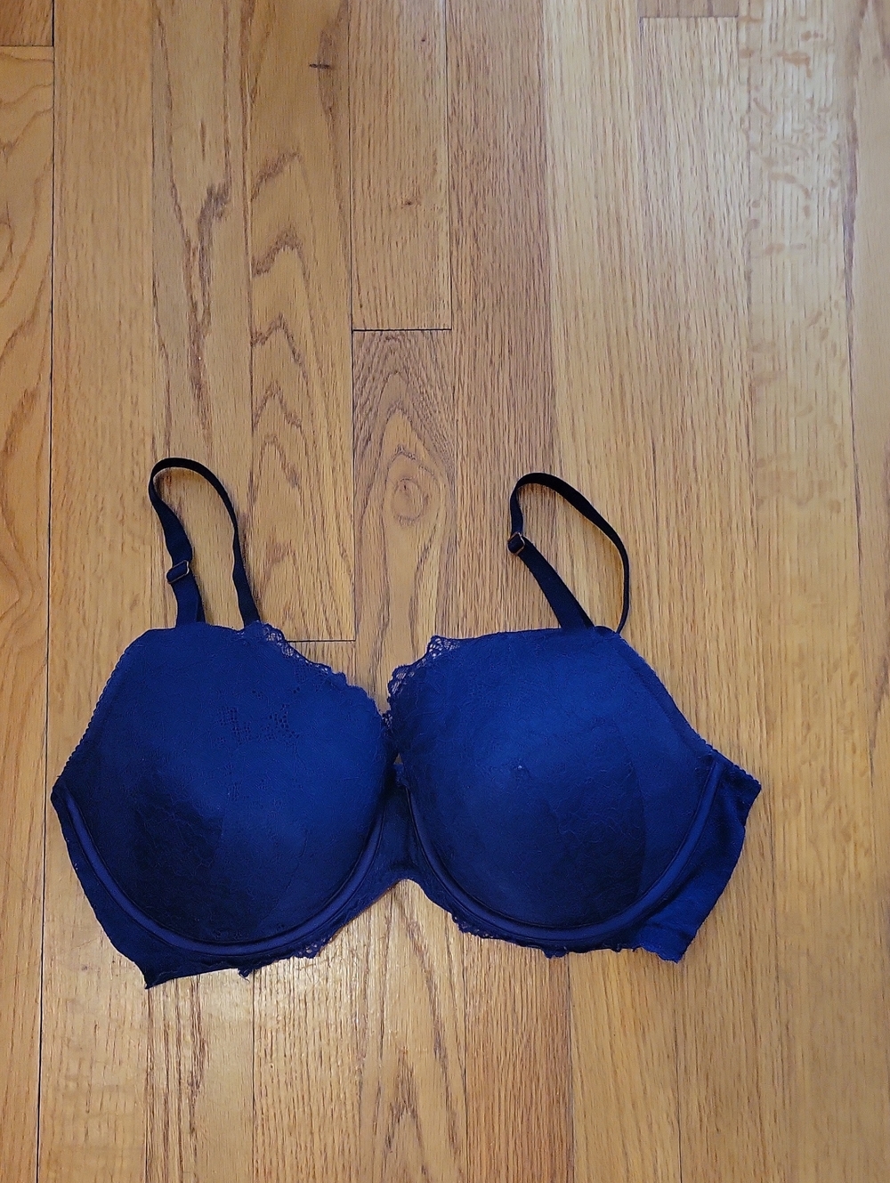INC 38D Navy Lace-Trim Push-Up Bra - Women Intimates